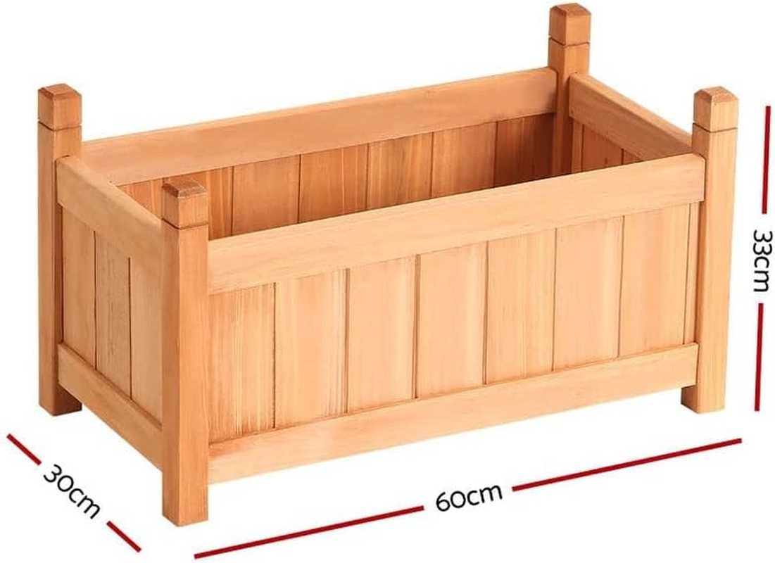 Greenfingers Garden Bed Wooden Planter Box, Gardening Supplies Plant Containers Patio, 60 X 30 X 33Cm Containerized Raised Beds Rectangle for Vegetables Flowers Herbs