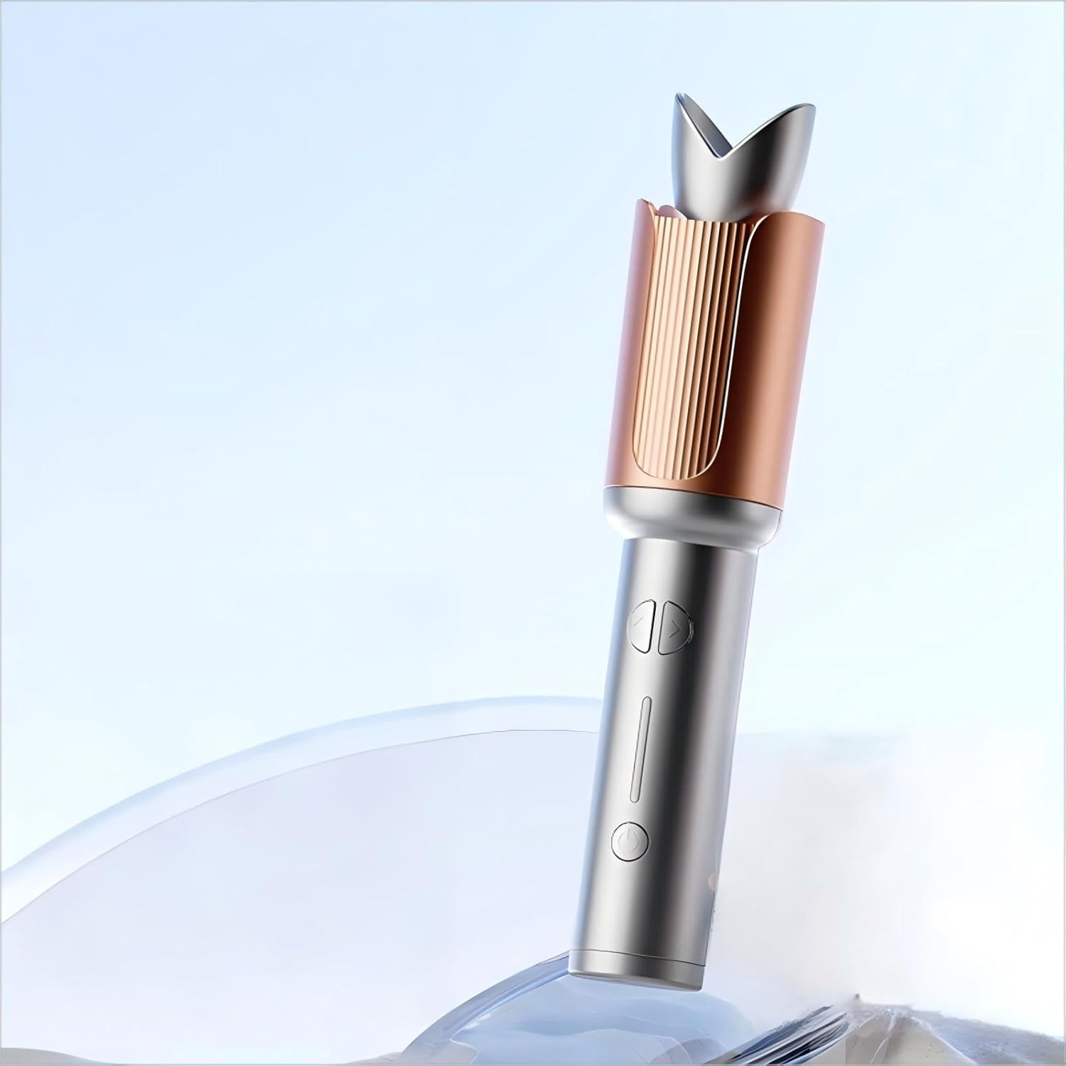 Automatic Hair Curler, Cordless Hair Curler LCD Display and Timer, Portable Wireless Curling Iron, USB Rechargeable Curling Wand, Fast Heating and Auto Shut off (Gray)