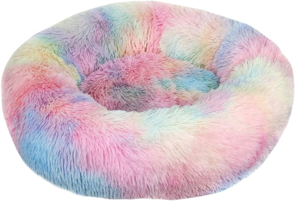 Dog Bed Calming Dog Bed & Cat Bed, Anti-Anxiety Donut Dog Cuddler Bed, Warming Cozy Soft Dog round Bed, for Small Medium Dogs and Catstie Dye Bluediameter20In image number 4