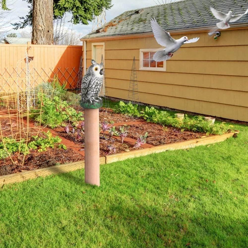 Poemtian Owl Scarecrow,Fake Owl Scarecrows to Scare Birds Away,Owl Statue for Keep Plants, Trees, and Flowers Safe from Invading Vermin image number 2