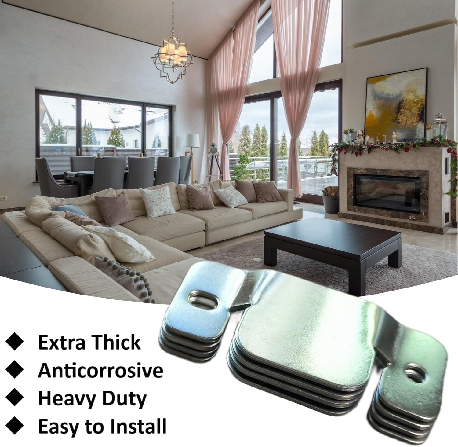 Sectional Couch Connector, Sofa Interlocking Connector, 4 Pcs Pack, Couch Replacement Parts, Flush Mount Bracket image number 1