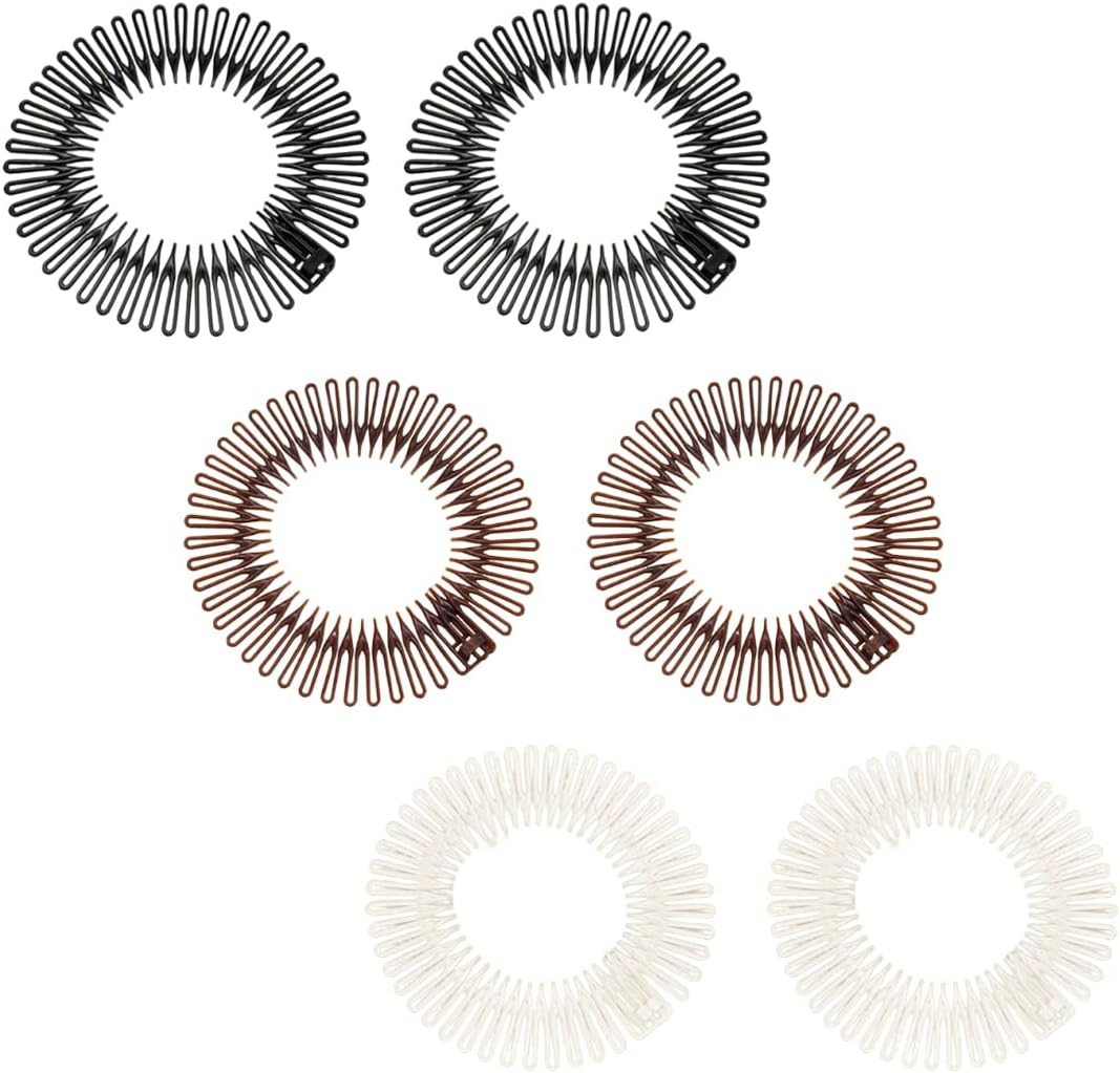 6 Pieces Full Circular Stretch, 3 Colours Comb, Flexible Plastic, Circular Stretch for Girls image number 3