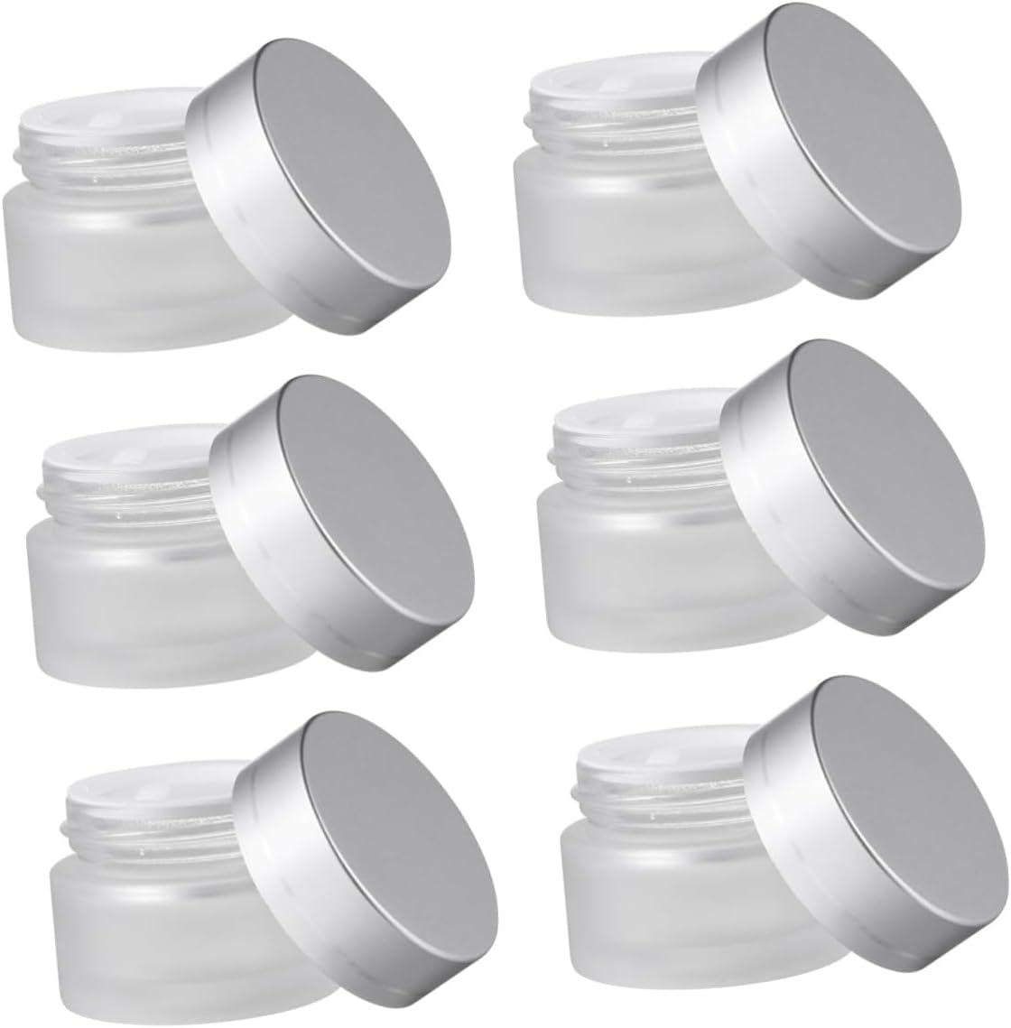 OATIPHO 6Pcs Glass Cream Bottle Ground Jar Makeup Containers Portable Jar for Bathroom Storage Skincare Storage image number 2