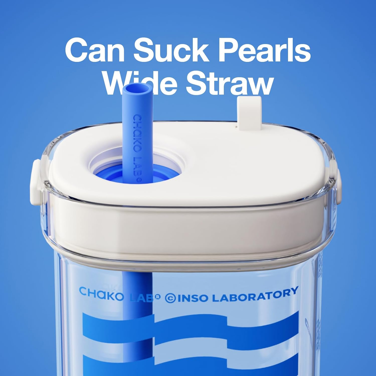 CHAKO LAB Portable Flat Water Bottle (24 Oz,700Ml) with Straw,Bpa Free Tritan,Leak Proof,Light Weight,For Travel,Gym,Fitness,Work,Camping Etc,White&Blue