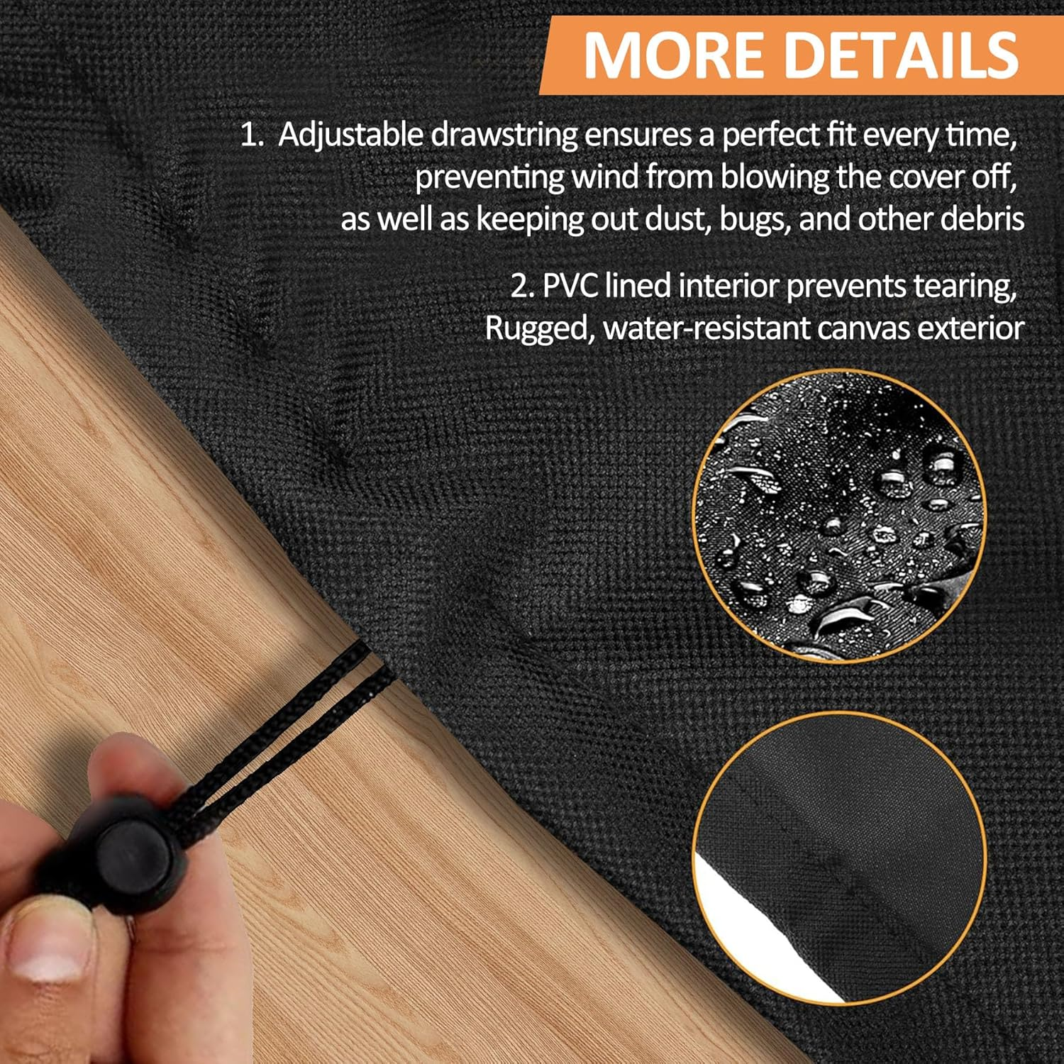 7111 Grill Cover for Weber Q2000 Series, for Weber Q200 Q2000 Gas Grills, Heavy Duty Waterproof 73 CM Waterproof Gas Grill Cover, 600D Fabric image number 3