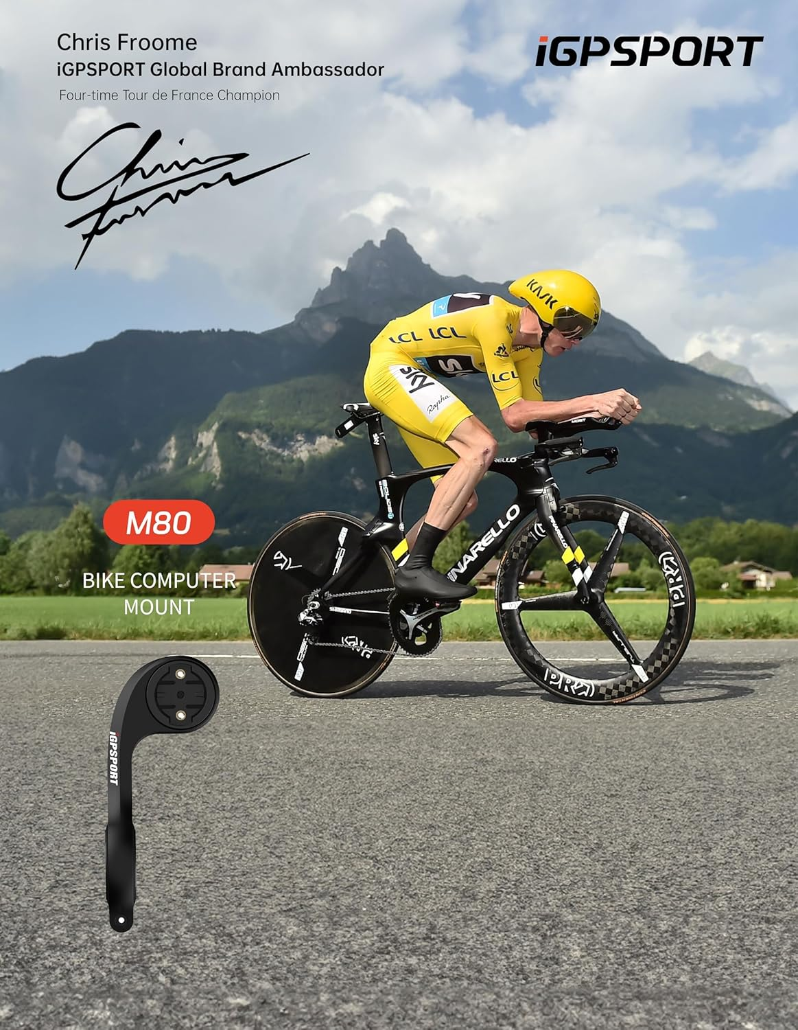 Igpsport M80 Bike Computer Mount, Bike Computer Bracket Common Extended Out Front Bike Mount Compatible with Garmin Wahoo Cycplus Coospo XOSS Cycling Computer