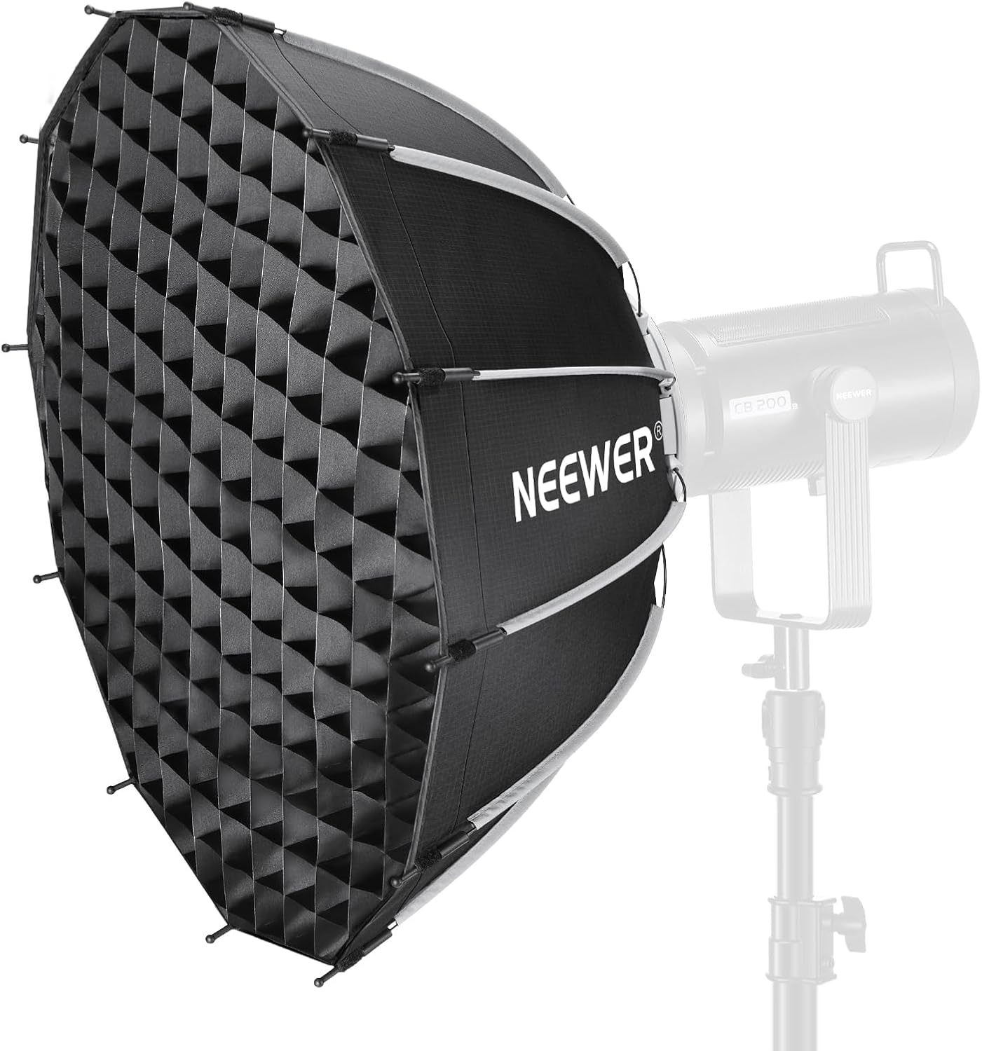 NEEWER 25.6"/65Cm Bowens Mount Parabolic Softbox Dodecagon, Quick Release with Diffusers/Grid/Bag for Video Light Strobe CB60 CB200B MS60C MS150B S101 Vision 4 Q4 Compatible with Godox, NS6P