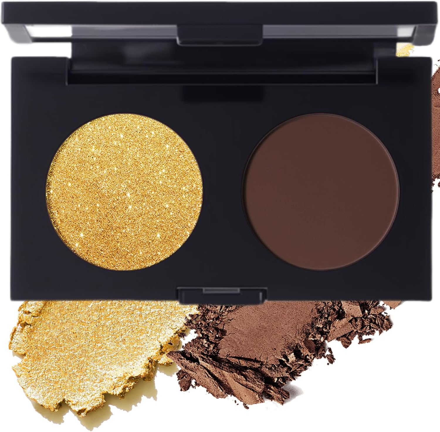Matte Glitter Eyeshadow Palette, 2 Colours, Eyeshadow Brown, Waterproof and Durable, Highly Pigmented Metallic Shimmering Finish, Shimmer Eye Makeup for Make-Up, Girls and Women, 08
