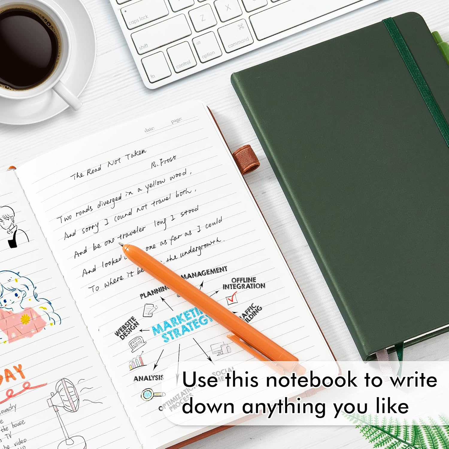 Feela Hardcover Notebook for Work, 3 Pack Classic Ruled Lined Journal Notebook Set School Business Supplies, with 3 Black Pens, 120 GSM, 5.1&rdquo;X8.3&rdquo;, 3 Pack, A5, Vintage Colours image number 4