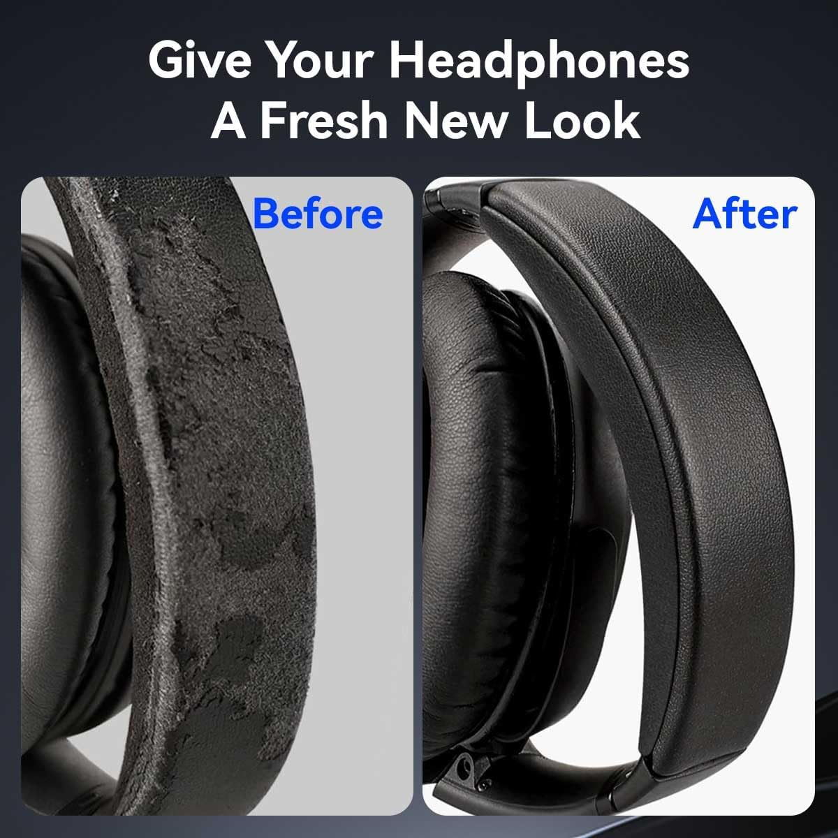 T Tersely Replacement Headband Pad for Bose Quietcomfort QC45 QCSE QC35II QC35 Headband Cushion Cover with Protein Leather& Memory Foam (Black) image number 3