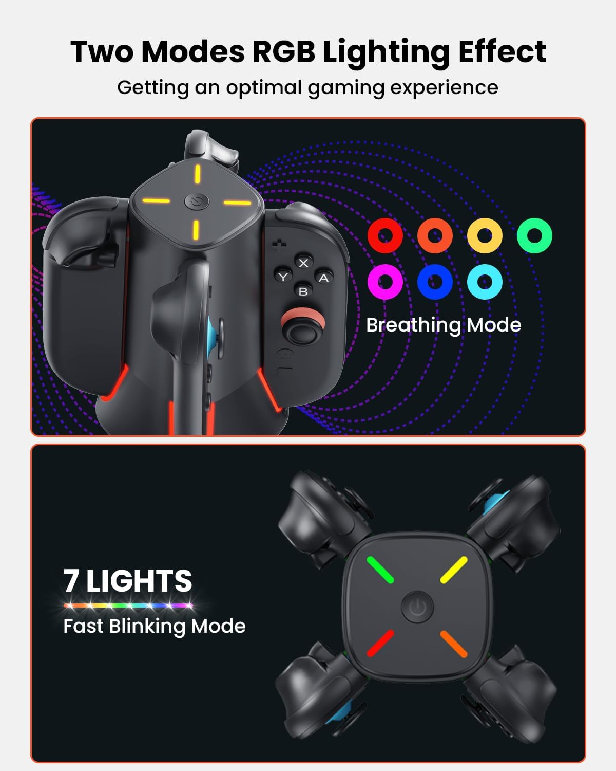 GEEKERA Charging Dock for Nintendo Switch 2 Joy Con, [4-In-1 Simultaneous Charging] [RGB Lights] Magnetic Controller Charger Station with Overcharge/Heat Protection, Include 3.3FT USB-C Cable