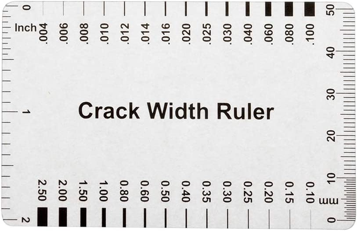 Aspire Concrete Crack Width Ruler, Crack Ruler Range 0.004-0.100 Inches (0.10-2.50 Mm) and Range 0.1-7.0 Mm, Pack of 10