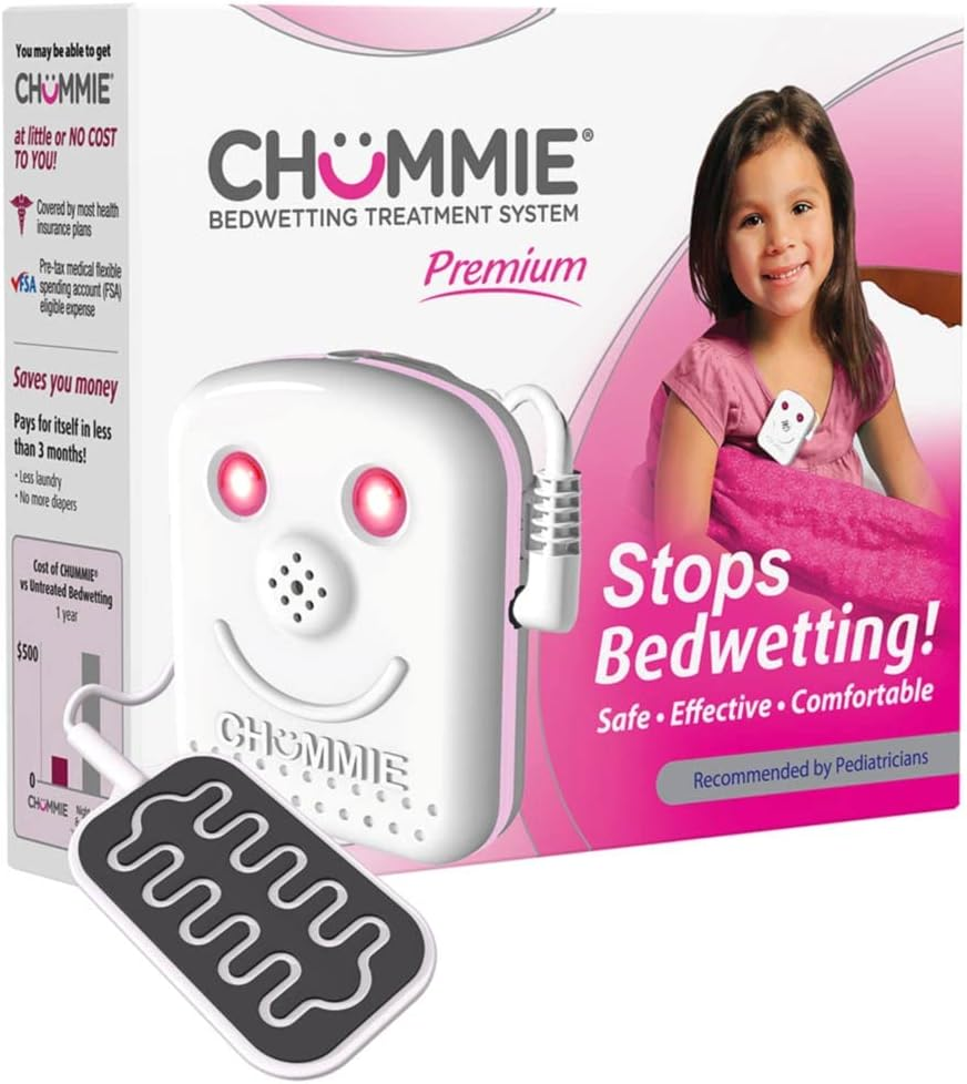 Chummie Premium Bedwetting Alarm for Deep Sleepers - Award Winning, Clinically Proven System with Loud Sounds, Bright Lights and Strong Vibrations, Blue
