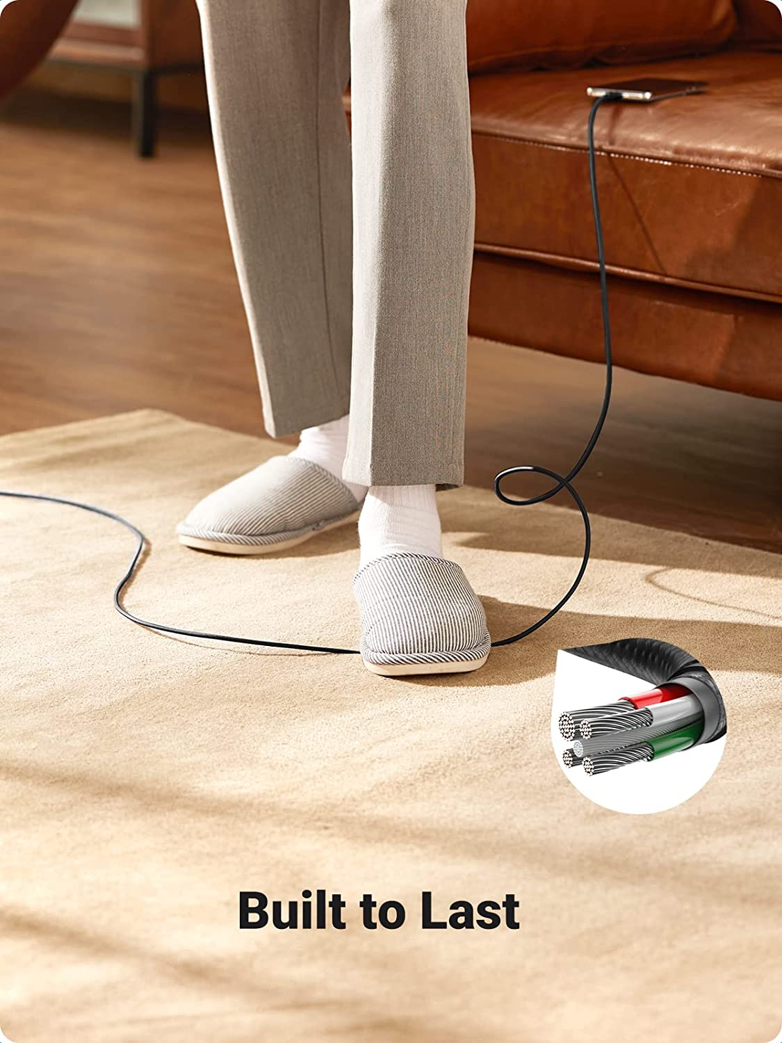 UGREEN USB a to USB C Cable [2-Pack, 2M] Type C Cord Nylon QC3.0 Fast Charging Compatible with Iphone 16/15, Galaxy S24 S23 Ultra, Pixel, Nokia, Moto, PS5, Xbox Series, Android Auto, Black image number 5