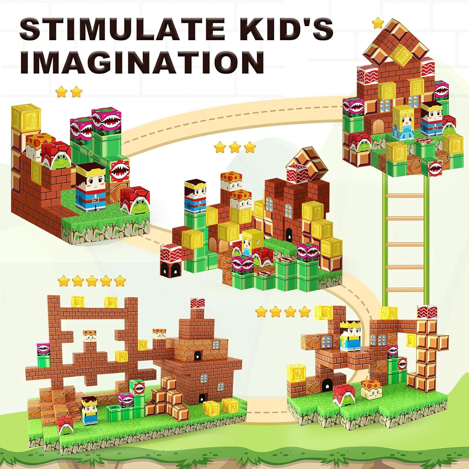 Magnetic Blocks Cubes 132PCS for Boys & Girls Age 3-4 4-5 6-8,STEM Montessori Sensory Toys for Toddlers for 3+ Years Old, Magnetic Construction Toys image number 4