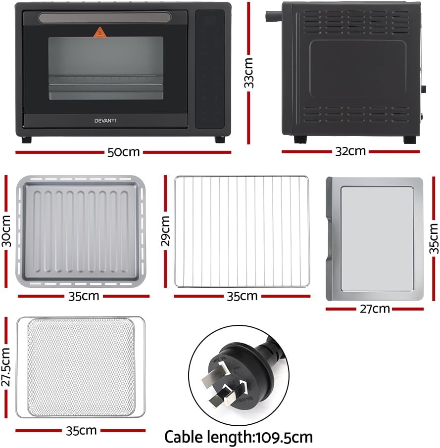 Devanti Air Fryer 32L Fryers Oven LCD Touch Healthy Cooker Oil Free 1700W