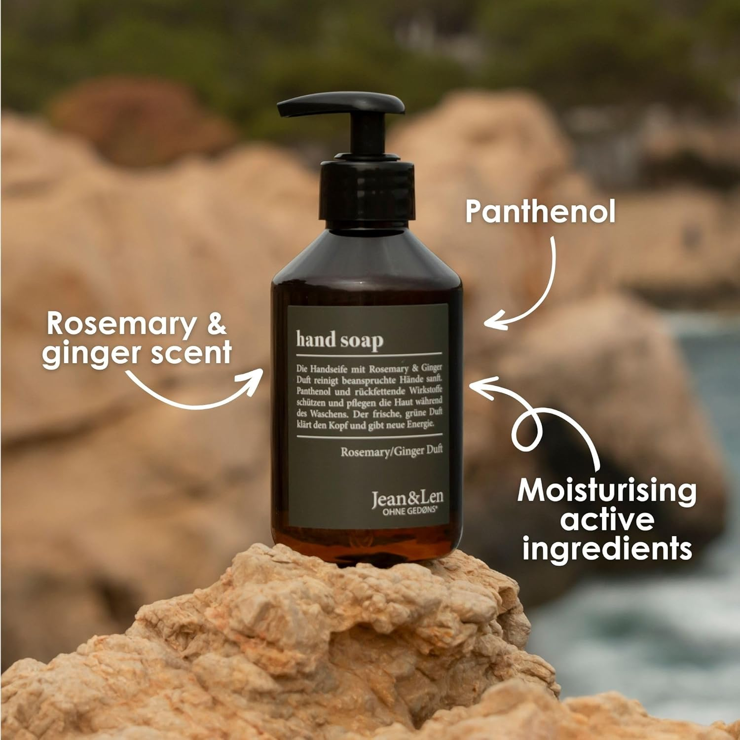 Jean & Len Rosemary & Ginger Hand Soap, Replenishing Effect, Parabens & Silicones, 1 X 250 Ml image number 5