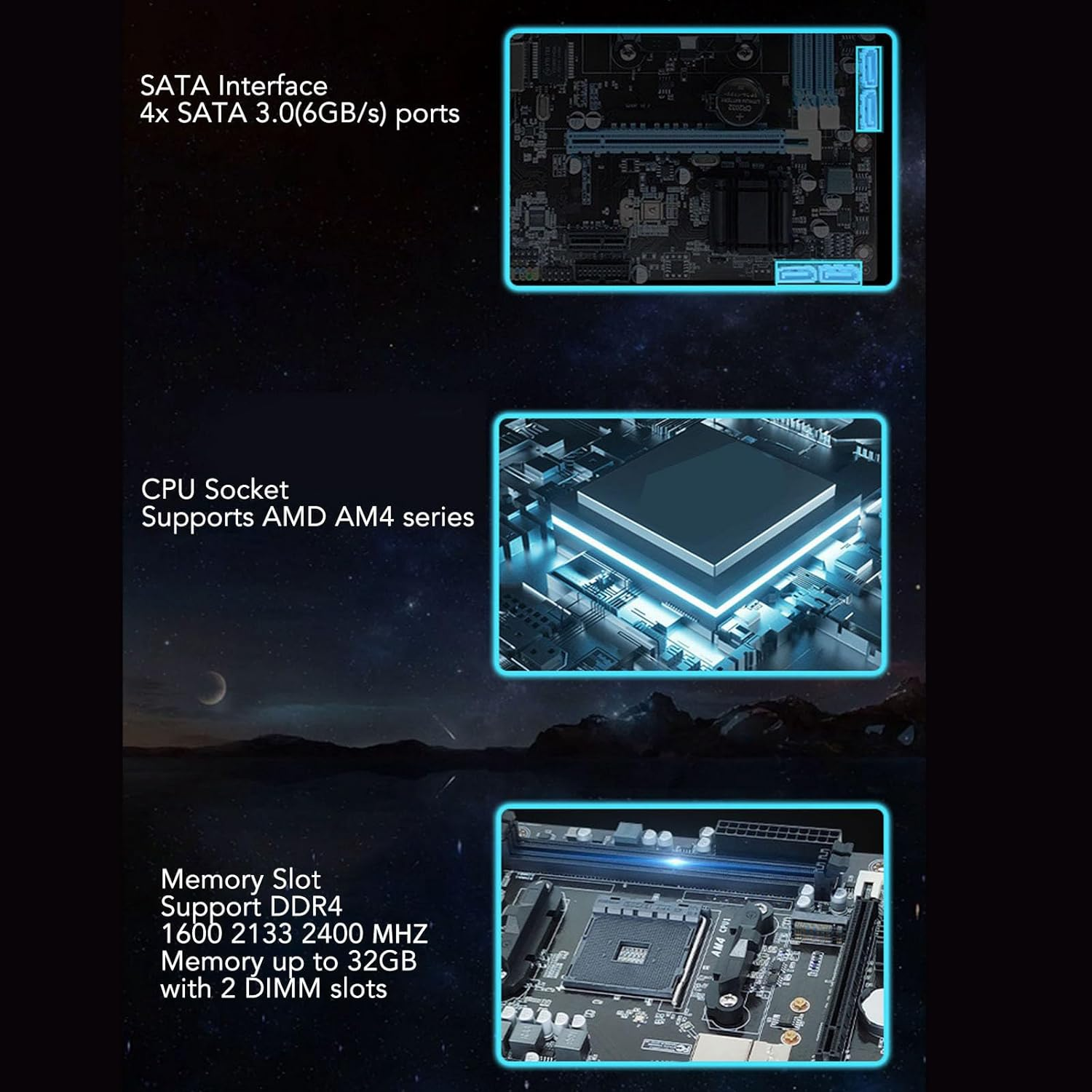 AMD A520 M ATX Motherboard, AMD AM4 Slot Dual Channel DDR4 Desktop Motherboard, Powerful Power Motherboard with SATA Pcie X16 Pcie X1