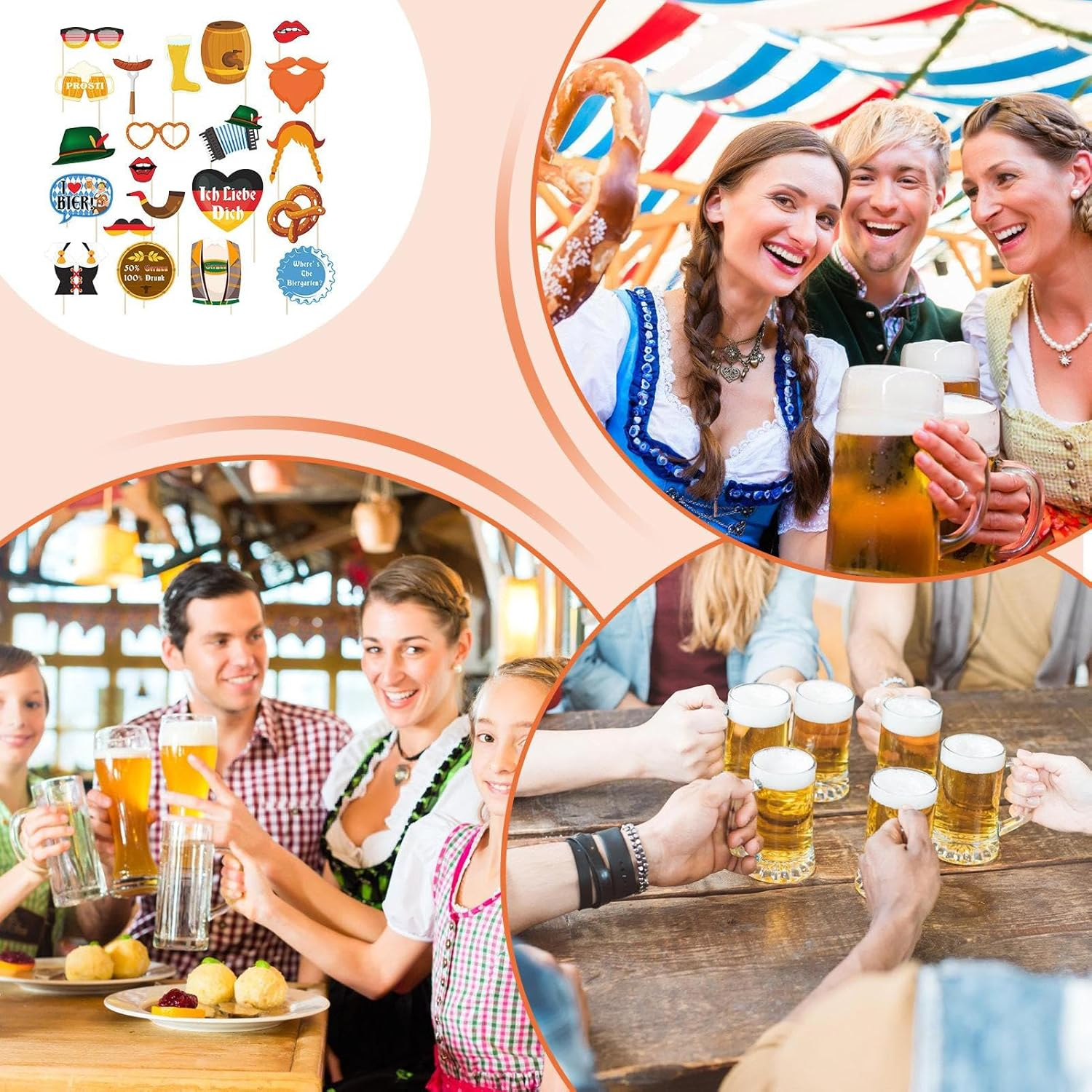 Oktoberfest Photo Prop, Oktoberfest Photo Booth Props - Vista Print 21 Photo Booth Props Oktoberfest Accessories,Sausage Beer Theme Festival Hats and Glasses Oktoberfest Party Decoration