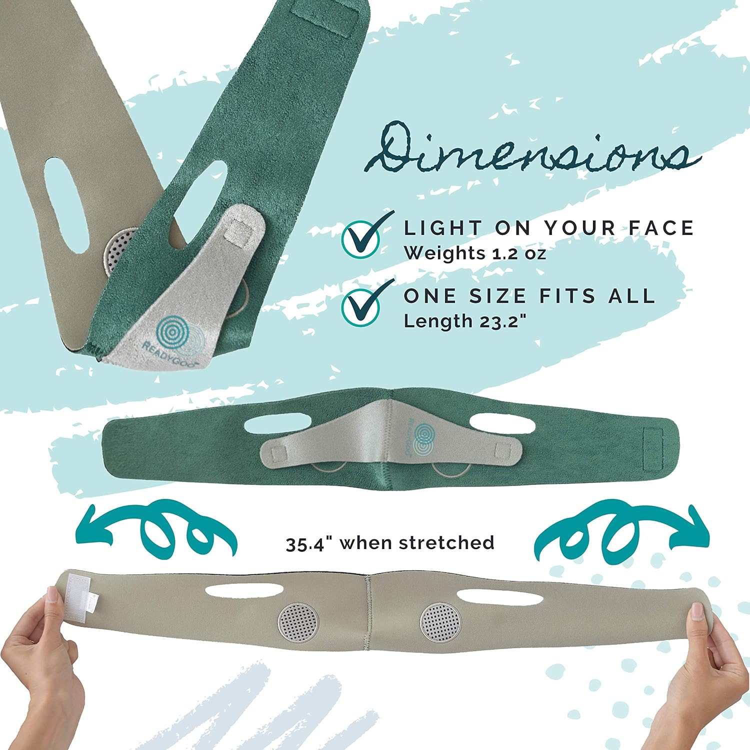 Readygoo&reg; Emerald Face Slimming Strap with Graphene for Women and Men | Reusable Double Chin Reducer | Face Lift Solution | Jawline Shaper | Skin Toning Belt | V Line | V Shaped Slimmer image number 3