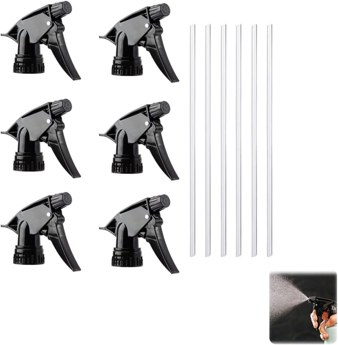 WADY 6Pcs Replacement Sprayers, Plastic Spray Bottle Nozzle, Adjustable Water Bottle Spray Trigger (Black)