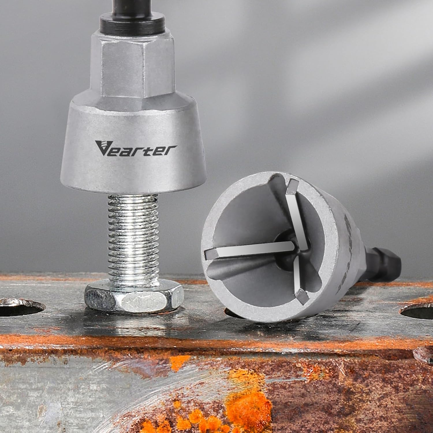 Vearter External Chamfer Drill Bits Deburring Tool with 3 Flute Carbide Blades for Metal Steel, Removal Burr Tools Quick Release Shank Fits 1/8" (3Mm) to 3/4" (19Mm) image number 2