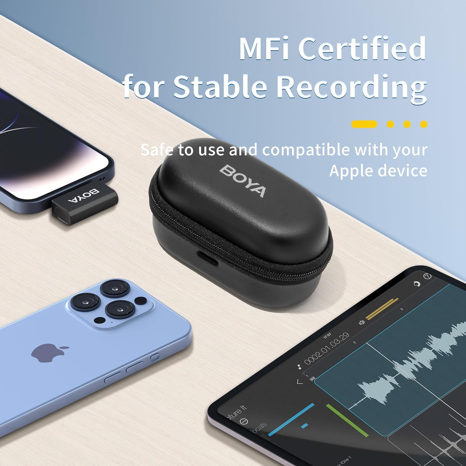 BOYA Omic-D Wireless Lavalier Microphone System Compatible with Iphone, 50M Los Range, Hi-Fi Audio, Smart Noise Cancellation, 15H Duration, Mini Lapel Mic for Recording Vlogging Interview - Lighting Port image number 4