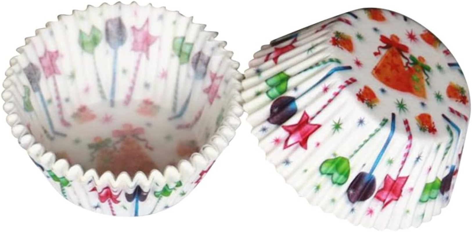 STOBAZA 100PCS Christmas Cake Cup Cupcake Wrappers Paper Muffin Liners Food Grade Soybean Ink image number 4