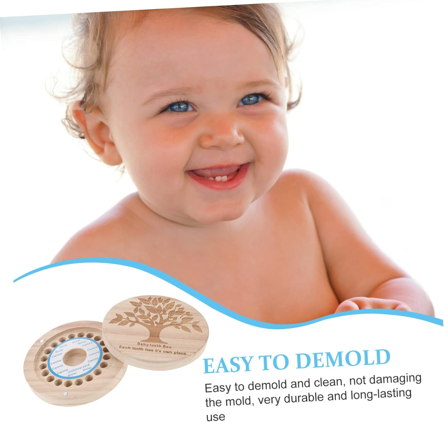 Deciduous Tooth Box Wooden Teeth Storage Box Boys and Girls for Shower image number 4