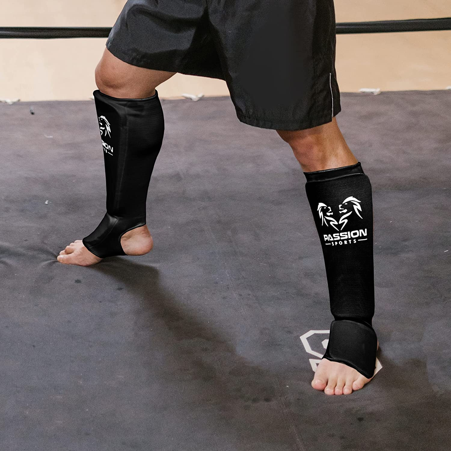 MMA Shin Instep Thick Padded Guard - Shin Instep Guard (Pair) Elasticated-Cotton Ideal for Martial Arts, Boxing, Taekwondo and Karate image number 2