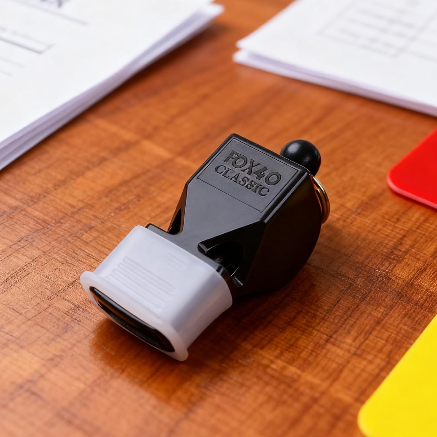 4Pcs Soccer Referee Whistle, Non-Nuclear Coach Whistle, Sports Whistle Coach Special, Fox Whistle Special Silicone Teeth Guard (Black) image number 3