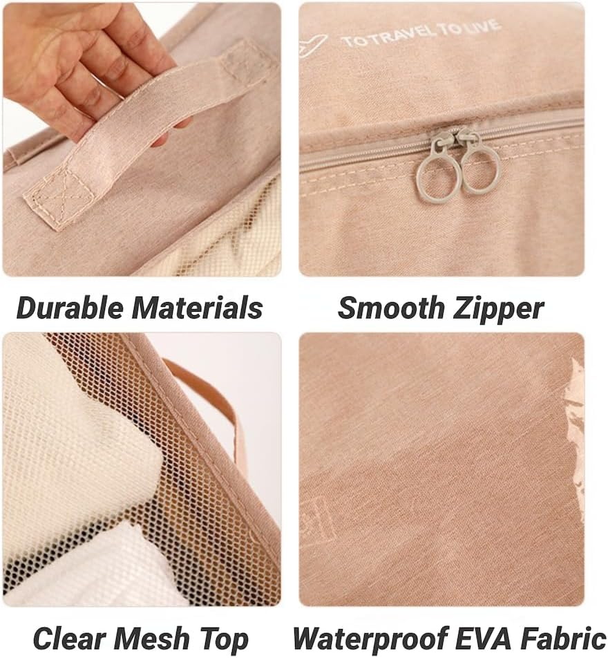 OEIPSMK 7 Set Packing Cubes for Suitcases, Lightweight Travel Bags Organizers for Carry On, Luggage Packing Organizer Bags for Travel Essentials Travel Accessories (Beige), Navy image number 1