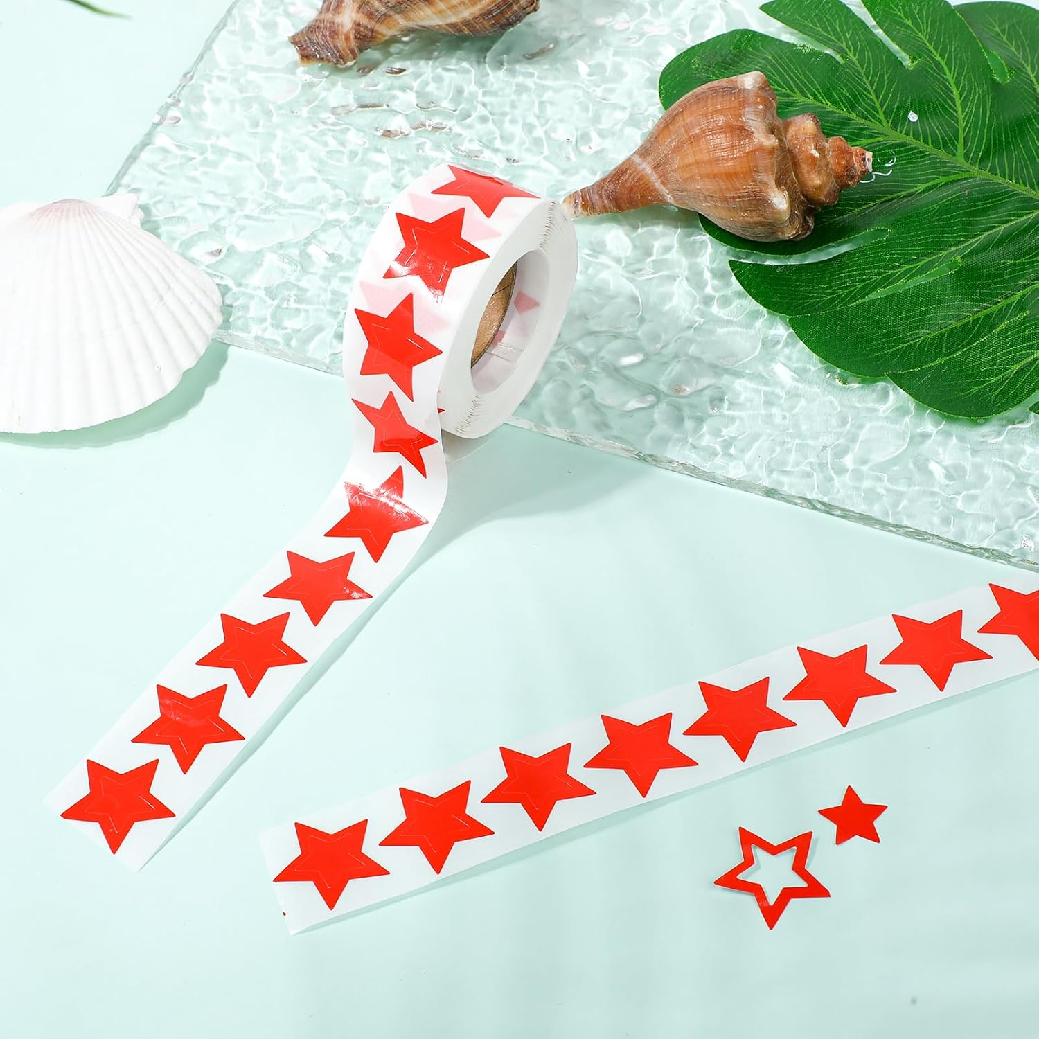 Ahqizfx 500 Pcs Tanning Stickers Roll, 1 Inch Red Self-Adhesive Star Shape Stickers for Tanning Beds & Salons, Sunbathing Supplies for Adults & Children image number 5