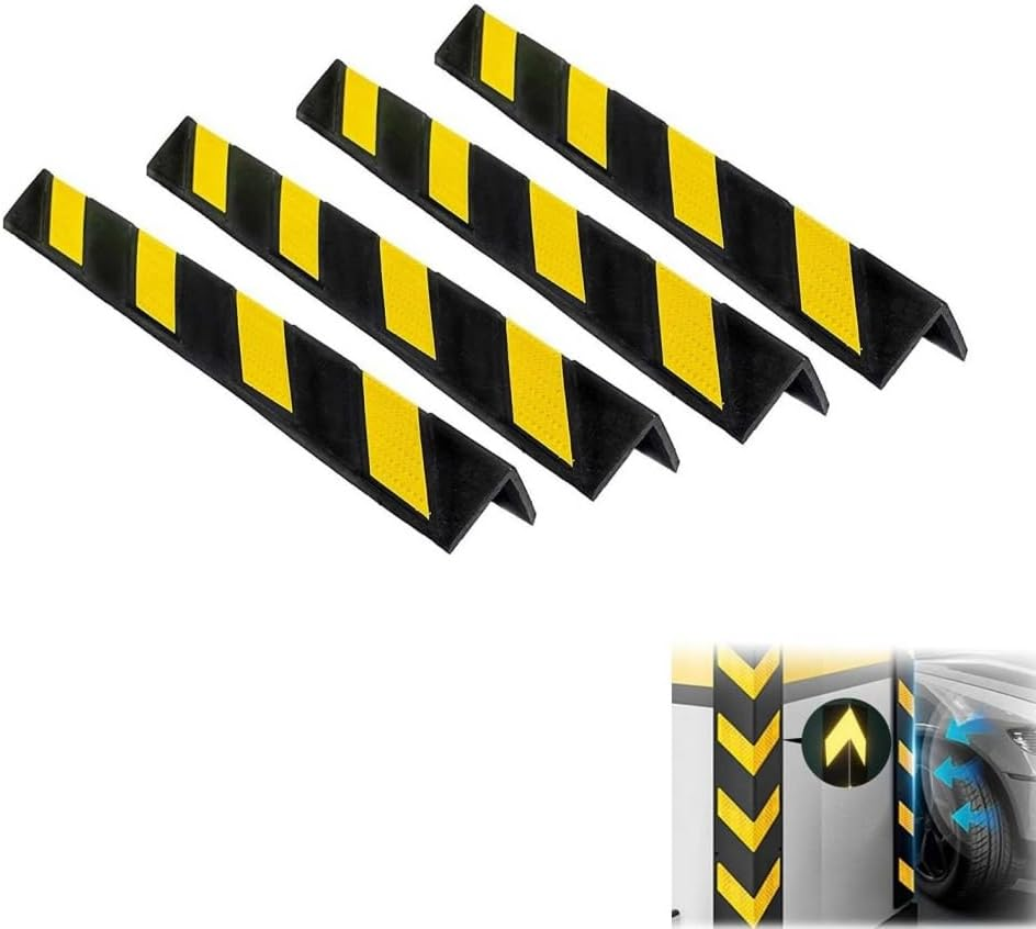 4 Pcs Reflective Rubber Wall Corner Guard,Garage Wall Guards Edge Rubber Protector Walls Corner,Garage Corners Edge and Bumpers Corners Guards,For Parking Protection Car Horn Guardrail Post image number 2