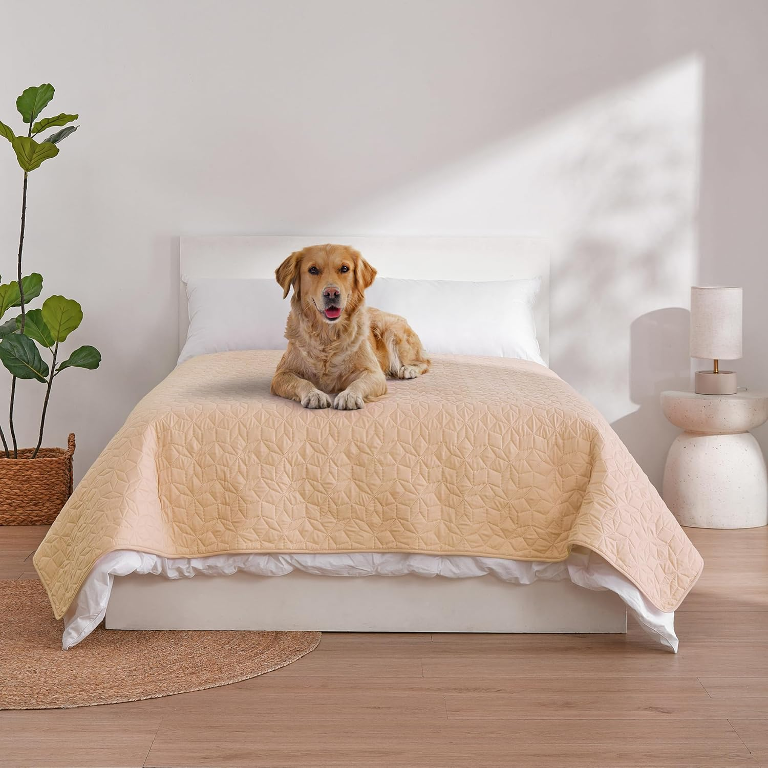 Charlie&rsquo;S Sofur Waterproof Dog Bed Sofa Cover Protector Pet Blanket (Single/King Single Bed 132X208Cm) for Couch Furniture Car Boot Non-Slip Quilted Padded Washable for Pets/Dogs/Cats/Kids - Pink