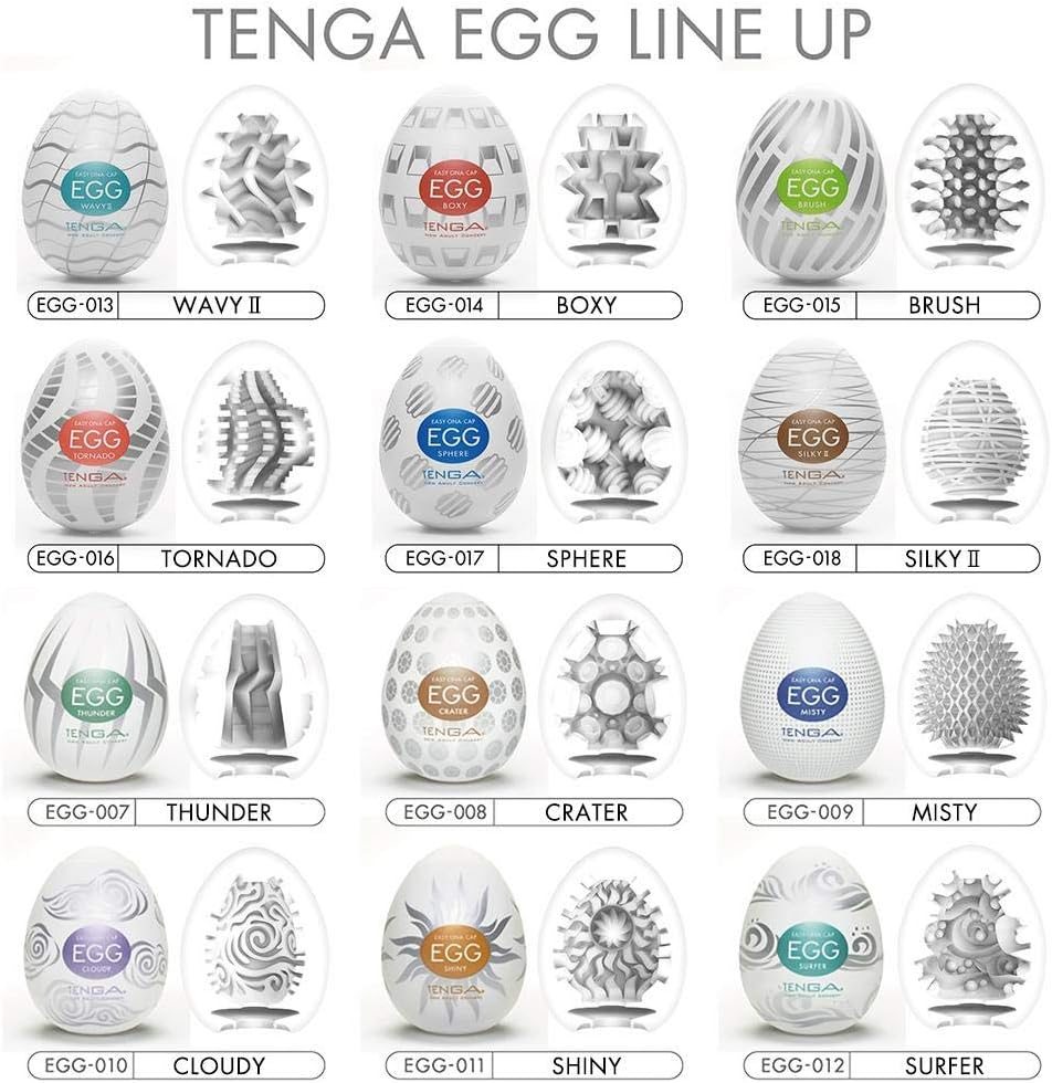 Tenga Easy Beat Egg Male Masturbator, Standard Eggs Variety Pack for Men Pleasure and Massager , EGG-VP6(3) 6 Counts