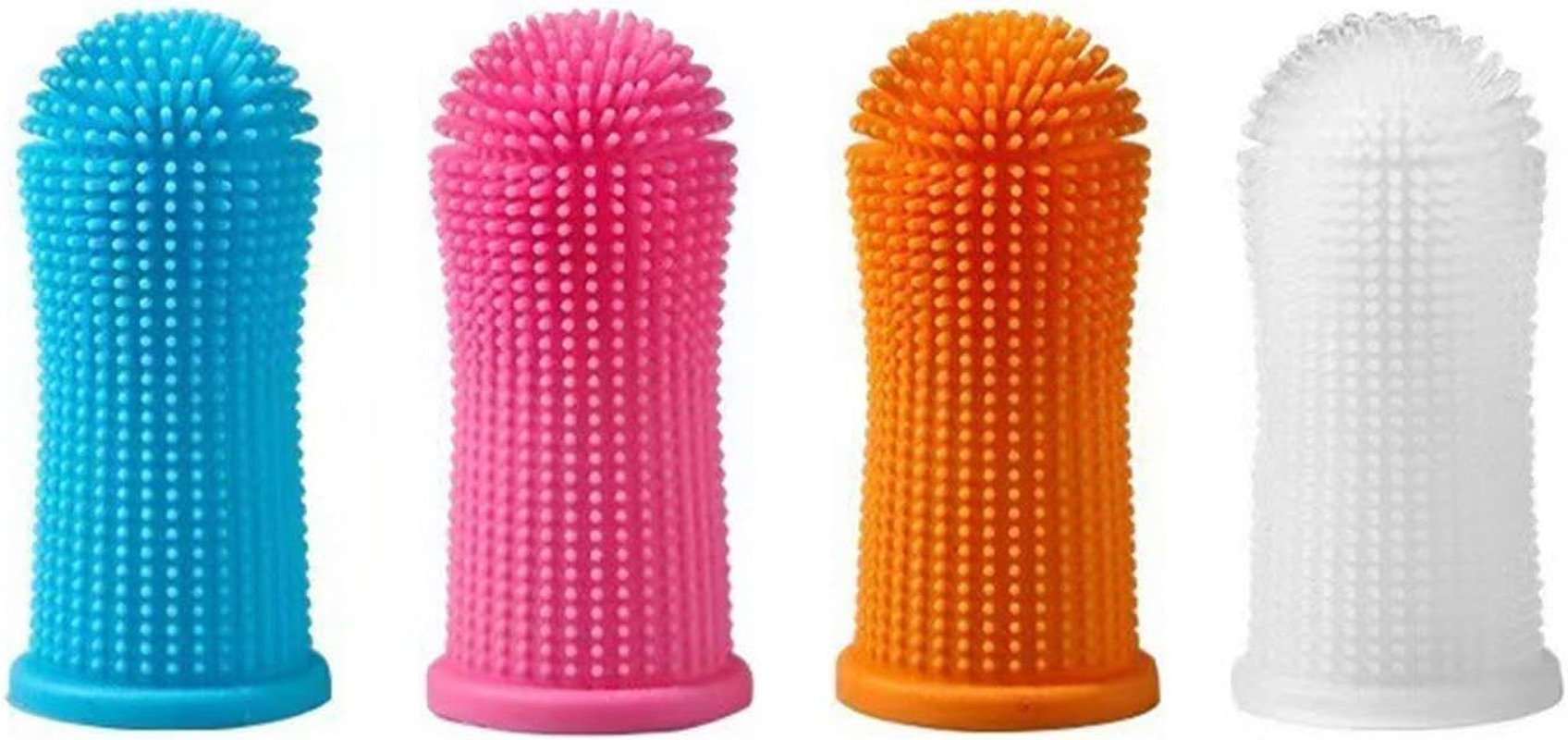 4 PCS Pet Toothbrush Kit, Taicols 360&ordm; Pet Fingerbrush, Finger Teeth Brush, Full Surround Bristles for Easy Teeth Cleaning, Dental Care Tool for Puppies, Cats and Small Pets