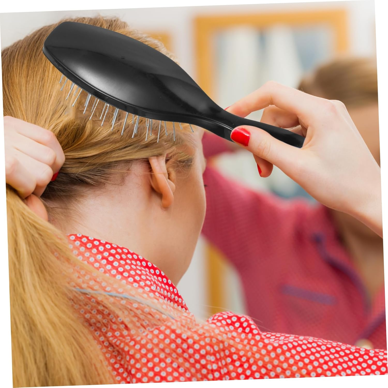 VINTORKY Professional Static Wig Brush with Steel Bristles Portable Synthetic Hair Detangling Tool for Curly and Straight Wigs image number 5