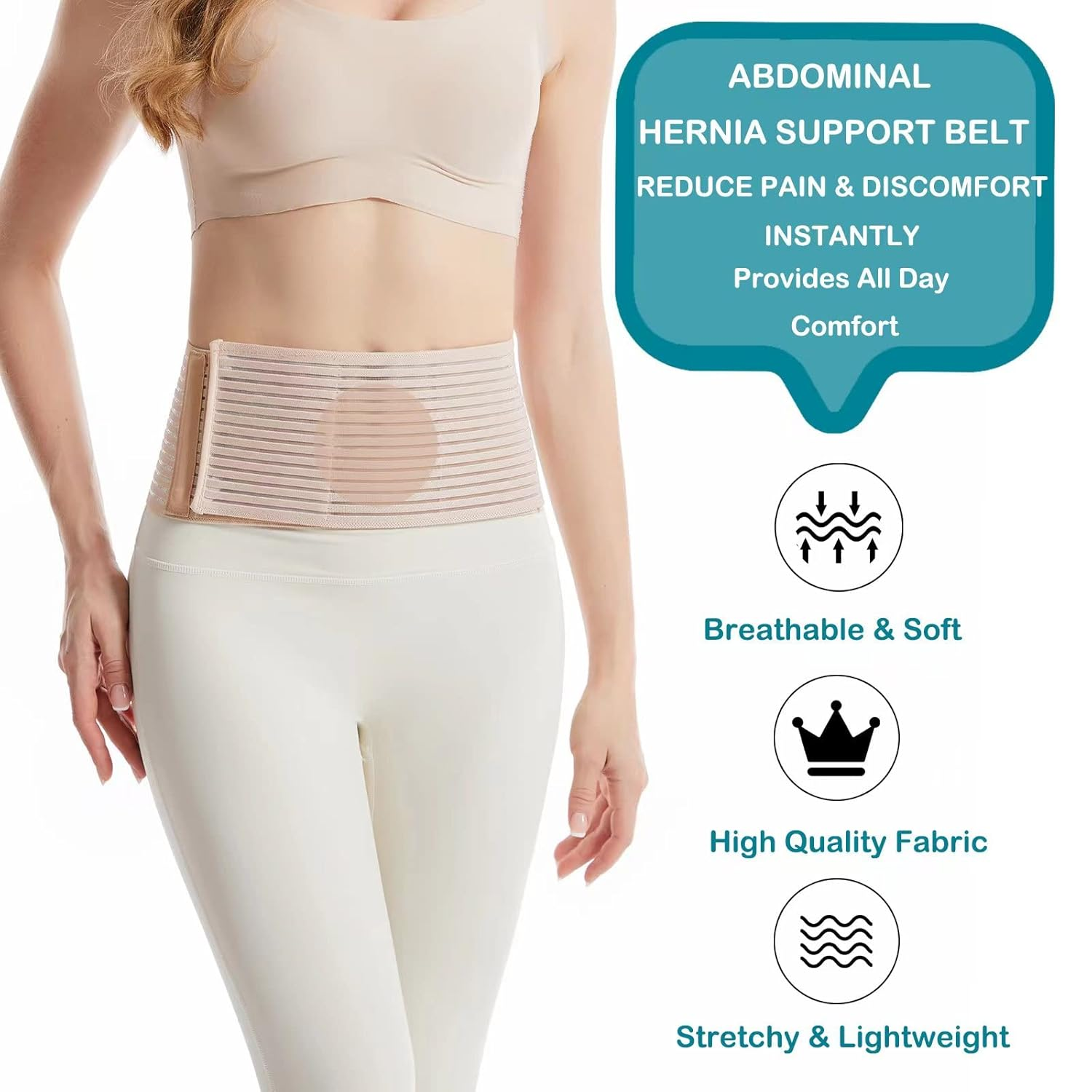 Umbilical Hernia Belt | Abdominal Hernia Belt for Men & Women | Belly Button Umbilical Hernia Binder W/ 2 Hernia Compression Pads | Ventral, Epigastric & Post Surgery Support Belts image number 3
