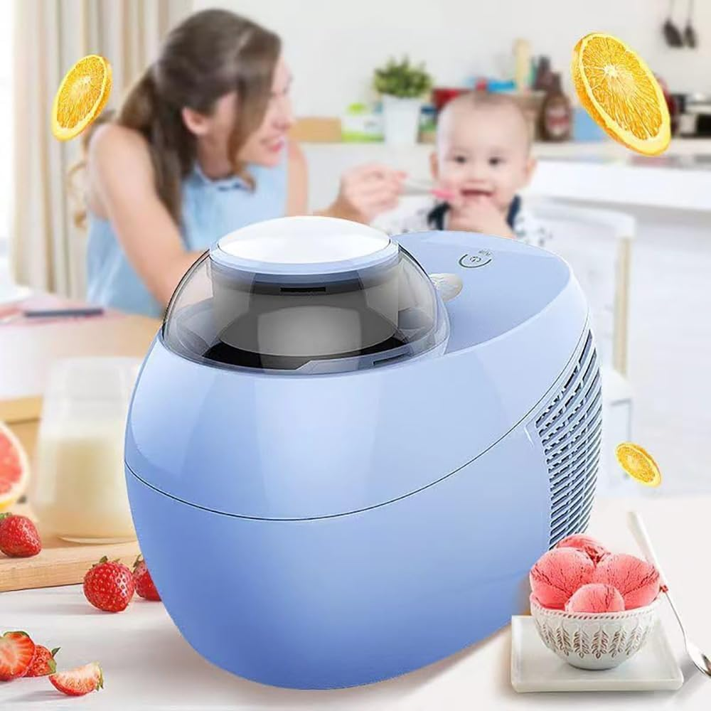 Ice Cream Maker, Frozen Fruit Ice Cream Machine, Home Kitchen Automatic Portable Counter Top Electric Ice Machine, Make Delicious Ice Cream in 90 Minutes for Dessert Make Blue image number 5
