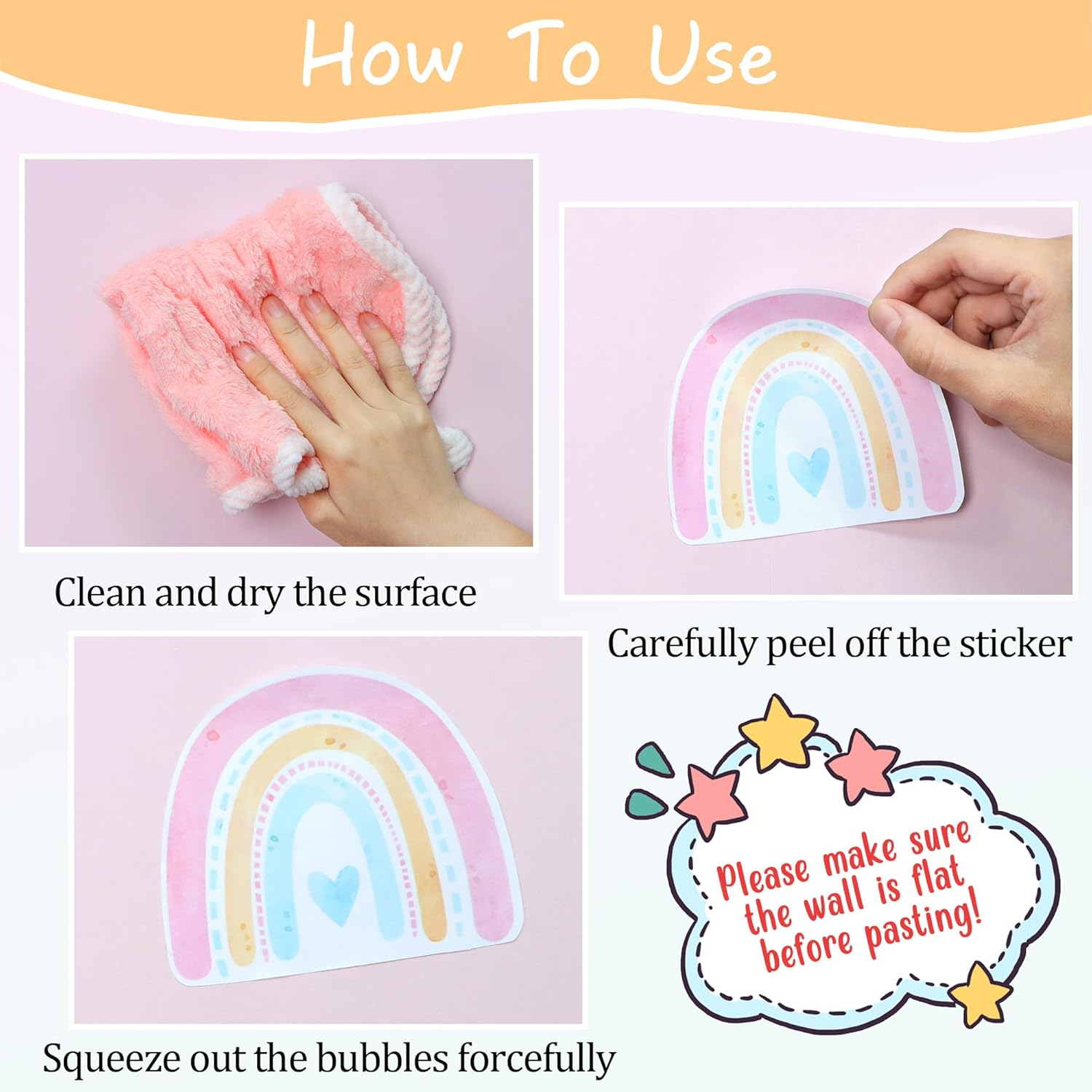 Boho Watercolor Rainbow Wall Stickers Polka Wall Decor Stickers Sun Star Heart Wall Art Stickers for Girls Bedrooms Living Room Decor Baby Nursery Home Office Sofa Decorations image number 1