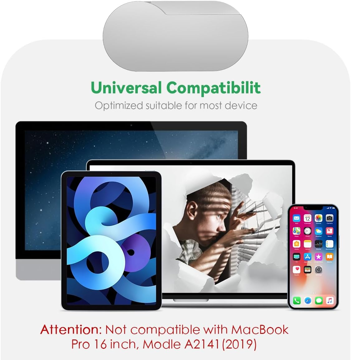 Cloudvalley Webcam Cover, Durable Metal 0.015 Inch Ultra-Thin Web Laptop Privacy Camera Covers for Macbook Air Pro, Ipad PC, Iphone Pad Smartphones, Flip Computer Accessories, 2-Pack Silver - Black image number 4