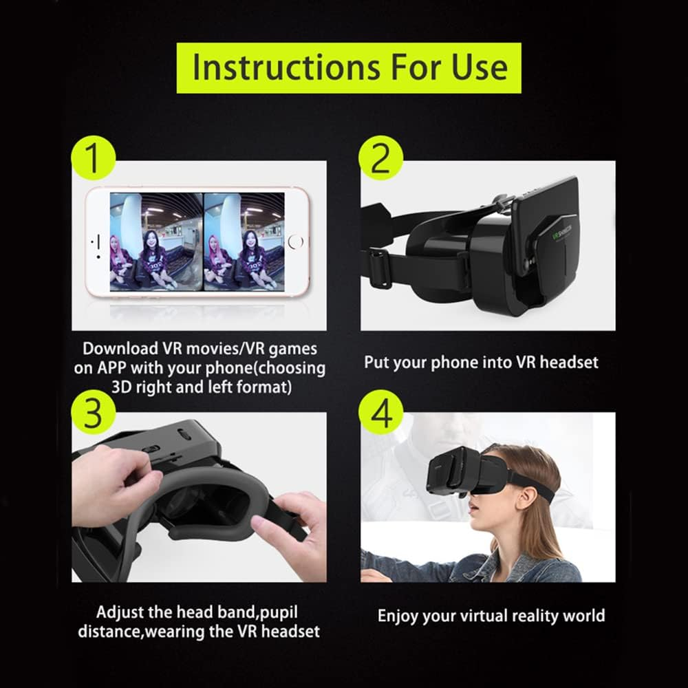 VR Headset without Remote Control, Compatible Iphone & Android Phones in 3.5"-7.2" Screen, Lightweight & Adjustable HD 3D Virtual Reality Glasses for Kids or Adults, Black (G10-VR) image number 1
