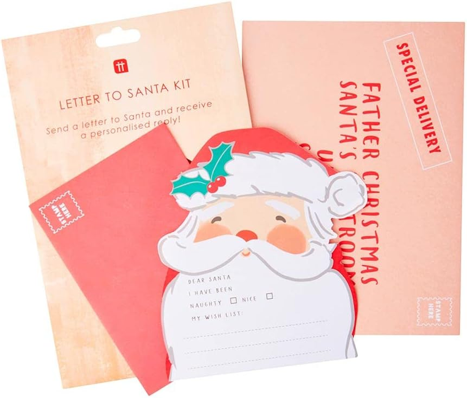 Talking Tables Christmas Letter to Santa Kit for Kids | Paper and Envelopes to Send to North Pole with Response | Fun Xmas Activities, Creative Gift, Red image number 1