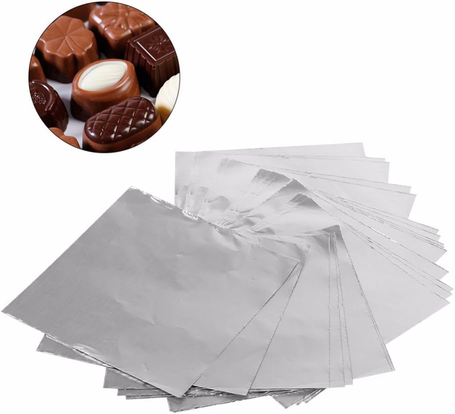 Wowagoga 6X6 Inches Aluminum Foils Paper Chocolate Candy Wrapping/Packing Sheets, Silver,Pack of 200 - Gold image number 2