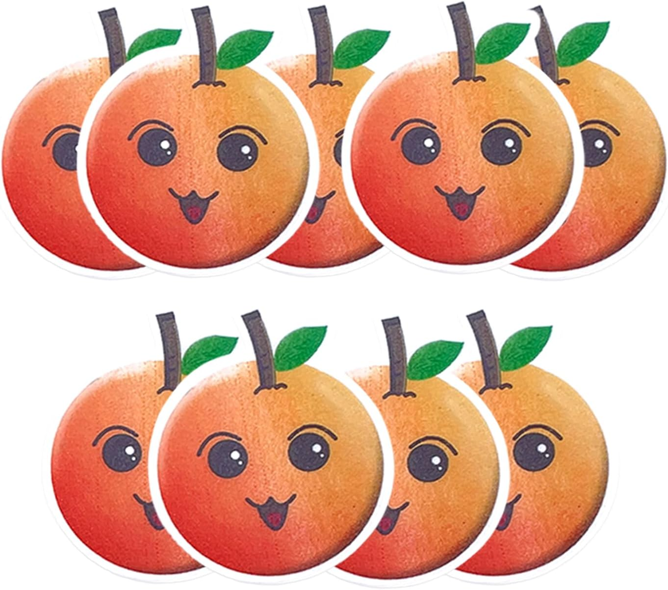 50Pcs Cartoon Fruit Smiley Cupcake Decoration, Edible Wafer Paper Creative Apple Banana Cherry Baby Full Moon Birthday Festival Series Theme Party Dress up Plug-In (Orange 50Pcs)