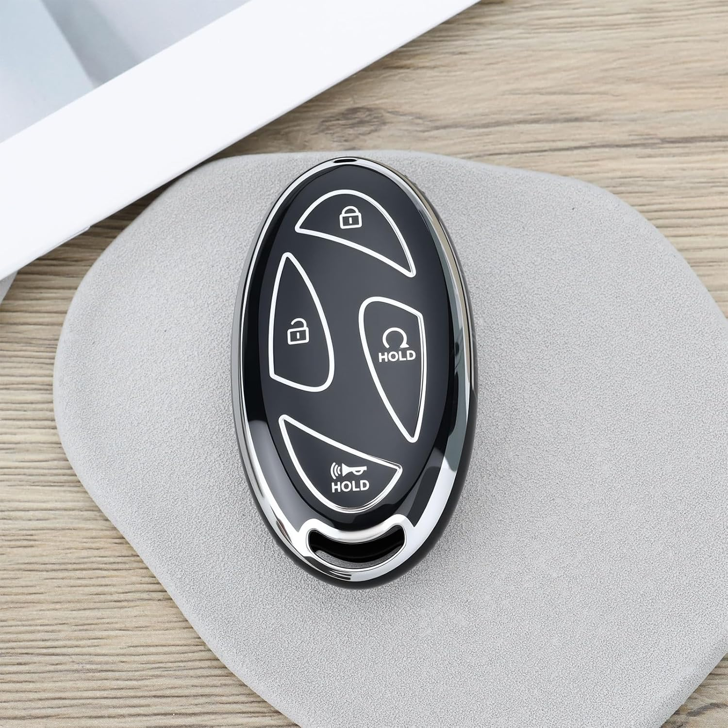 LT Easiyl 2Pcs 7-Button Key Fob Cover Compatible with Hyundai Loniq 6 5 Compatible with Kona SX2 EV (Black Silver Edge) image number 5