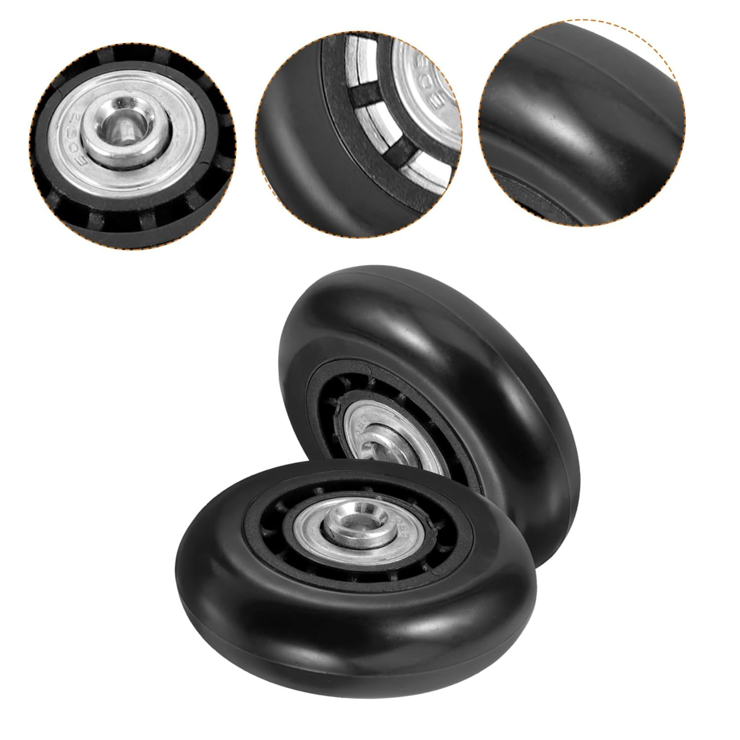 OKUMEYR 2Pcs Luggage Wheels Replacement Kit 60X23Mm Metal Bearing Swivel Caster Wheels for Suitcase Trolley Luggage Repair Accessories Universal Fit image number 3