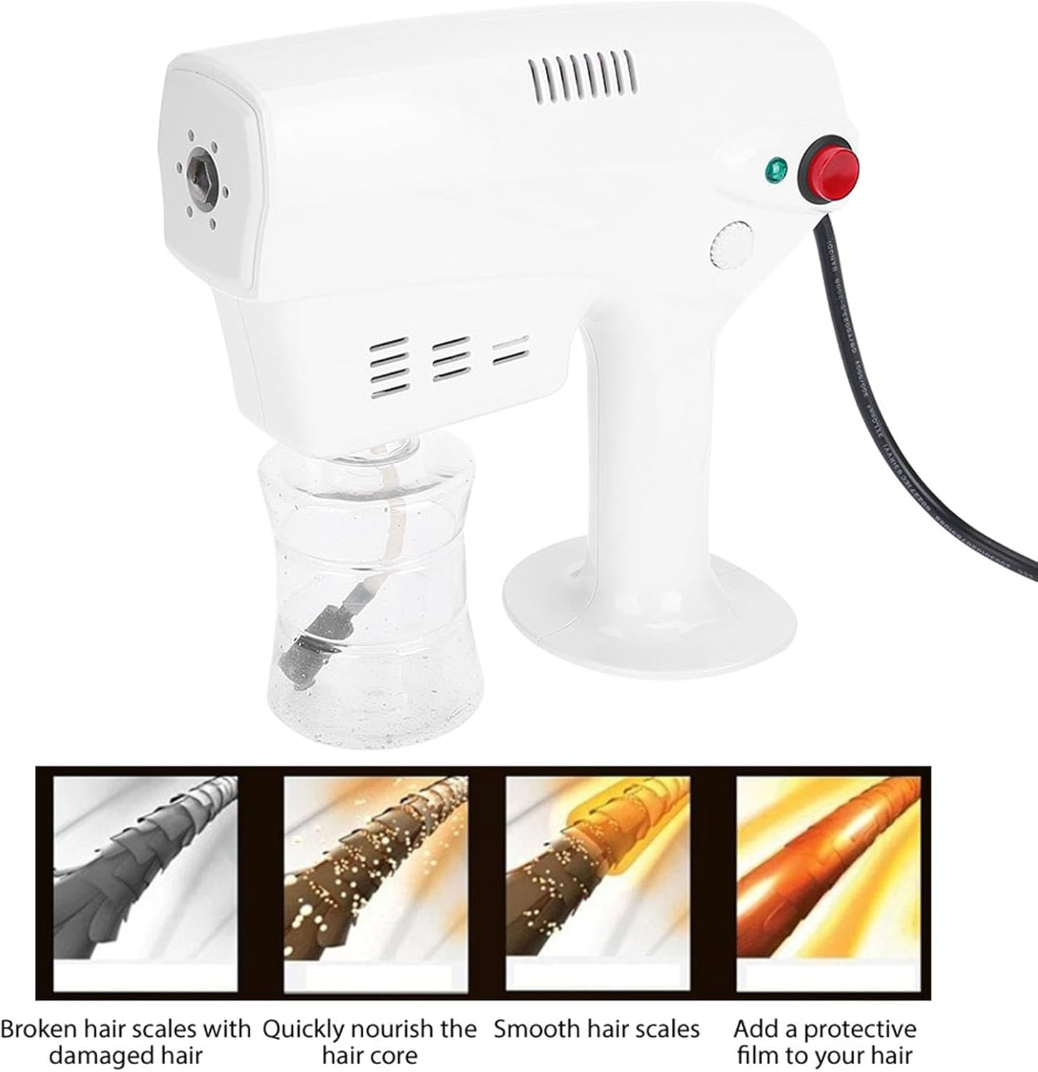 Pongnas Hair Steamer Nano Steam Gun, 300Ml Multifunctional Hair Coloring Dyeing Steamer Humidifer Hair Care Tool for Hair Dyeing, Hair Color, Hair Care Treatment(Uk Plug)