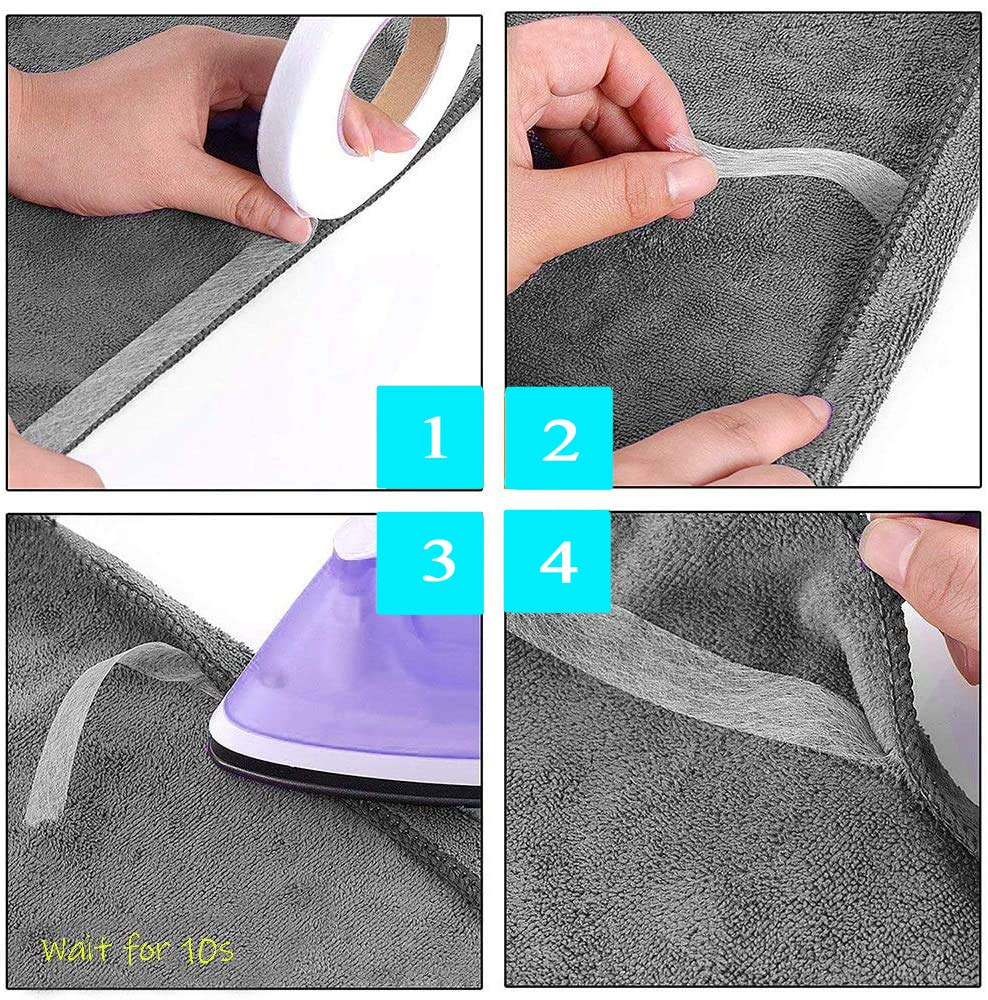 ABCOOL Iron-On Fuse Hem Tape, 3 Cm Width 63 M Length, No Stitch Sewing Adhesive Fabric Tape for Cloth, Curtain, Iron on Fusing Hemming